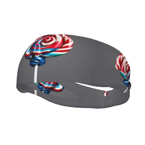 Lollipop bedruckte Junk-Banda-Stirnbänder, leichte und atmungsaktive Sport-Stirnbänder zum Laufen, ideal für langes Haar von GaxfjRu