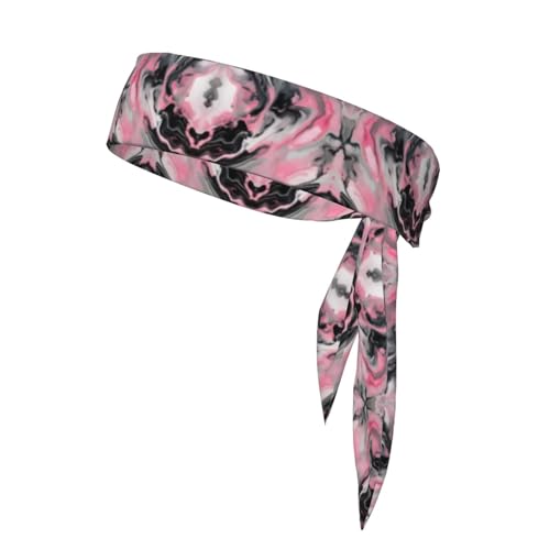 Pinks Stirnbänder mit abstrakter Tinte, Marmorgrau, künstlerisch, schweißabsorbierend, perfekt für Tennis, Laufen, Radfahren und mehr von GaxfjRu