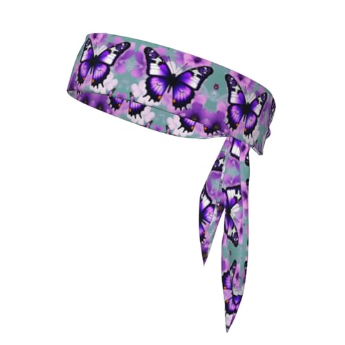 Purple Butterfly Outdoor Sports Schweißabsorbierende Stirnbänder - Perfekt für Tennis, Laufen, Radfahren und mehr von GaxfjRu