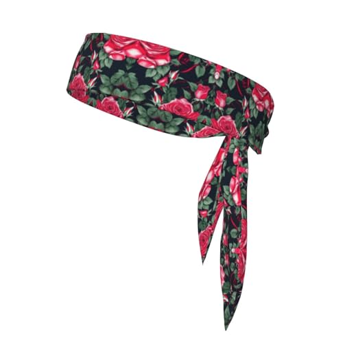 Schweißabsorbierende Stirnbänder mit Rosenblüten und Blumenmuster, ideal für Tennis, Laufen, Radfahren und mehr von GaxfjRu