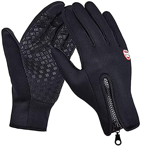 Gcbiger Winterhandschuhe für Herren & Damen, wasserdichte Touchscreen Anti-Rutsch-Handschuhe Winddichte Thermo-Sporthandschuhe zum Laufen Radfahren Wandern Fahren Klettern (Schwarz, XL) von Gcbiger