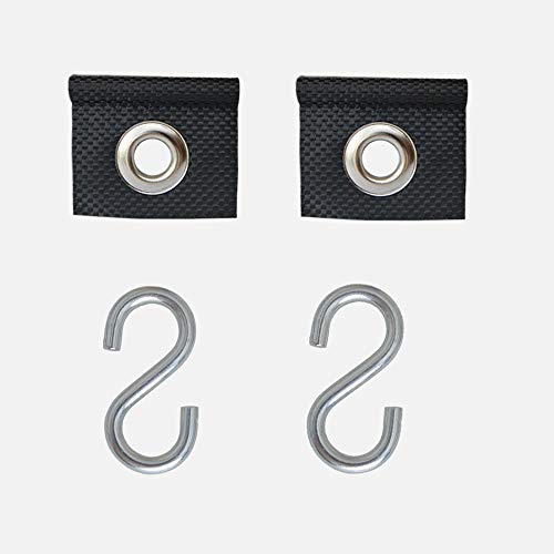 GeKaHo 2 x Kederöse weiß/schwarz D=7,5 mm mit S-Haken - Camping Öse Kederband Vorzeltkeder (schwarz) von GeKaHo