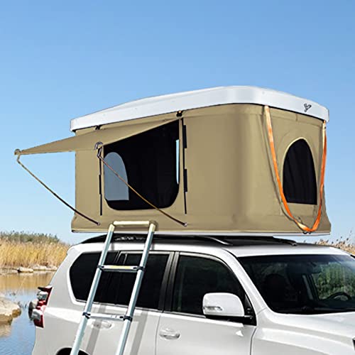 LKW-SUV-Camping-Dachzelt mit Leiter, wasserdichtes Hartschalen-Dachzelt für den Außenbereich aus Aluminiumlegierung, Dachzelte für Camping, großer Raum, geeignet für 2–3 Personen von GeRRiT