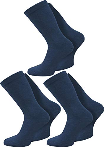 3 oder 6 Paar Extra breite Socken ohne Gummi - auch für Diabetiker geeignet Farbe 3 Paar Marine Größe 35/38 von Gear Up