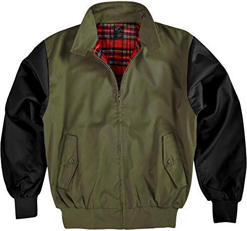 Original GearUp® Harrington Jacke English Style in 12 verschiedenen Designs wählbar Farbe Oliv/Schwarz Größe 5XL von Gear Up
