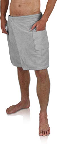 Saunakilt Sauna-Handtuch für Herren 100% Baumwolle mit Praktischem Schnellverschluss Oeko-Tex® 100 Farbe Grau von Gear Up