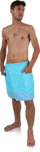 Saunakilt Sauna-Handtuch für Herren 100% Baumwolle mit Praktischem Schnellverschluss Oeko-Tex® 100 Farbe Türkis von Gear Up