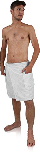Saunakilt Sauna-Handtuch für Herren 100% Baumwolle mit Praktischem Schnellverschluss Oeko-Tex® 100 Farbe Weiß von Gear Up