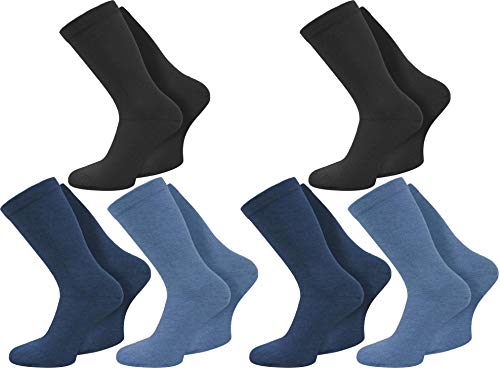 3 oder 6 Paar Extra breite Socken ohne Gummi - auch für Diabetiker geeignet Farbe 6 Paar Jeansblau/Mittelblau/Schwarz Größe 47/50 von Gear Up