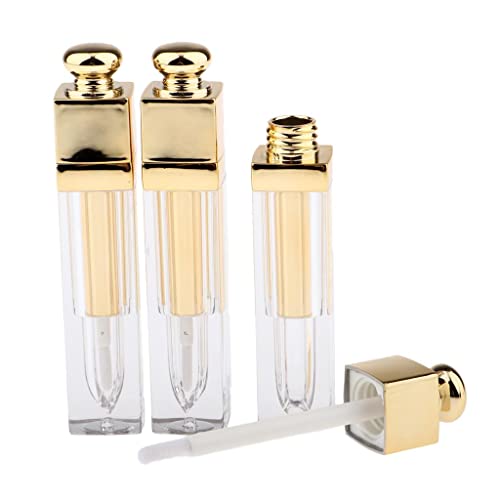 3 leere flüssige Lippenstift-Behälter DIY Lipgloss Tube Lippenfarbe Probenröhrchen, gold, 10.2x2.05 cm von Geardeangloow