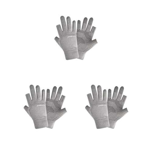 Geardeangloow Winterhandschuhe für Herren, Touchscreen-Handschuhe, wasserabweisend, für Arbeit, Autofahren, Größe XL, Grau, 2 Finger, 3 Stück von Geardeangloow