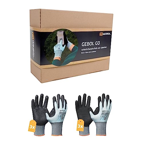 Gebol GO Arbeitshandschuh-Set Sommer | Größe XL (Gr. 10) | Innovation gegen schwitzende Hände | Allround-Handschuhe mit kühlendem Effekt | Für Herren | 6 Paar von Gebol