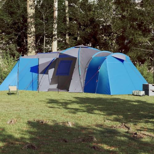 Gecheer Campingzelt 12 Personen Camp Zelt Trekkingzelt Kuppelzelt Familienzelt Blau 840x720x200 cm 185T TAFT von Gecheer