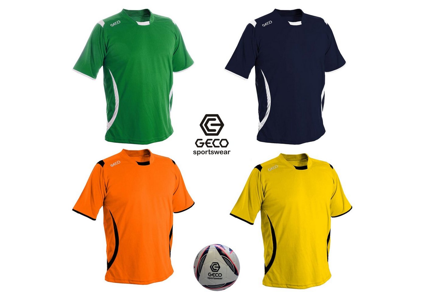 Fußballtrikot Fußballtrikot Geco Fußball Trikot Levante kurzarm zweifarbig seitliche Mesh Einsätze von Geco Sportswear