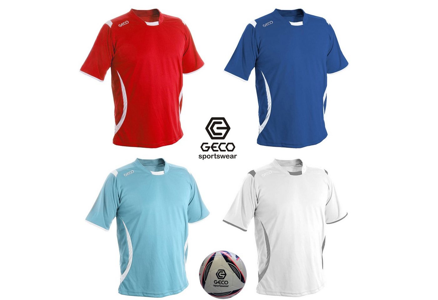 Fußballtrikot Fußballtrikot Levante kurzarm Fußball Trikot zweifarbig seitliche Mesh Einsätze von Geco Sportswear