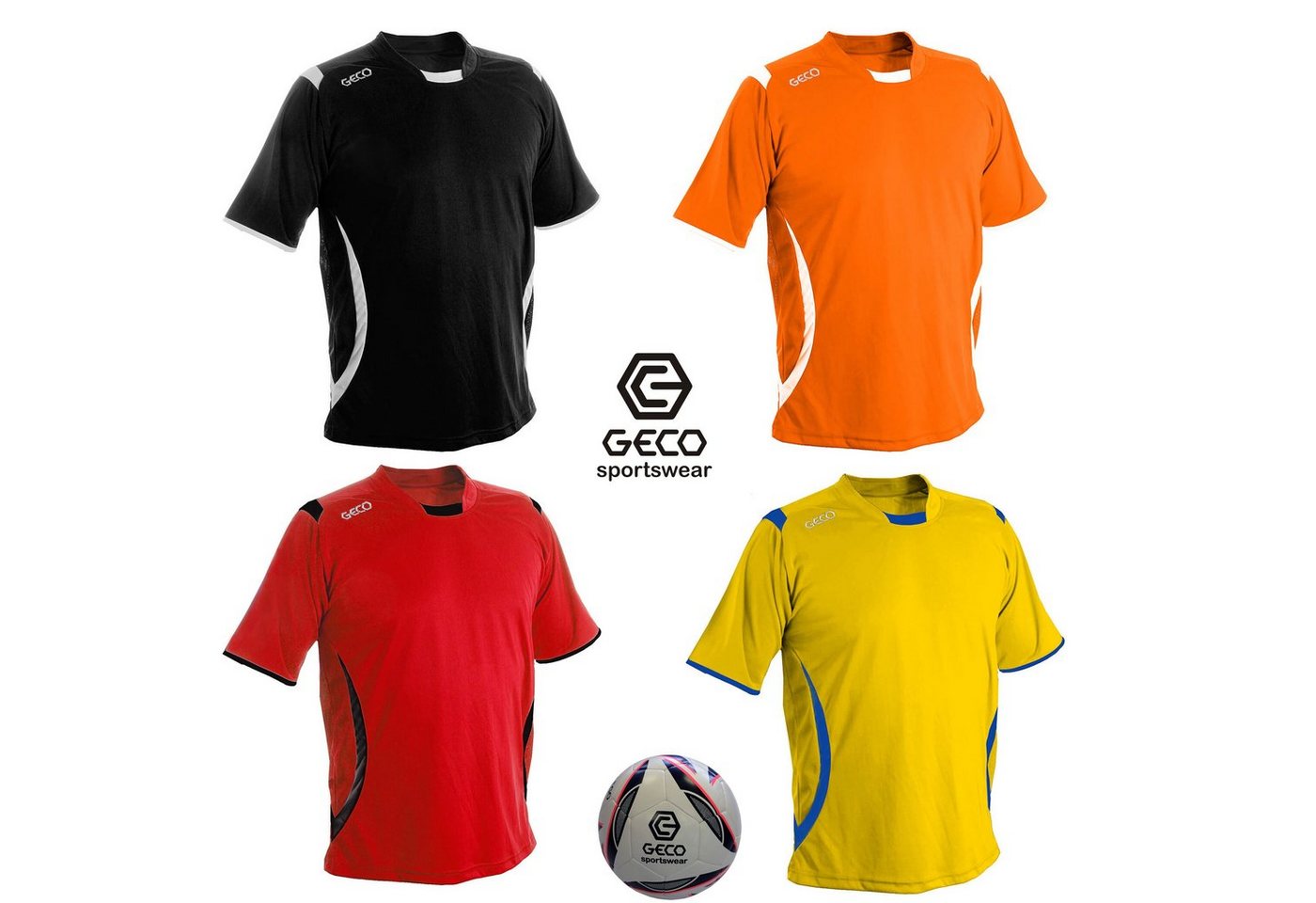 Fußballtrikot Fußballtrikot Levante kurzarm Fußball Trikot zweifarbig seitliche Mesheinsätze von Geco Sportswear