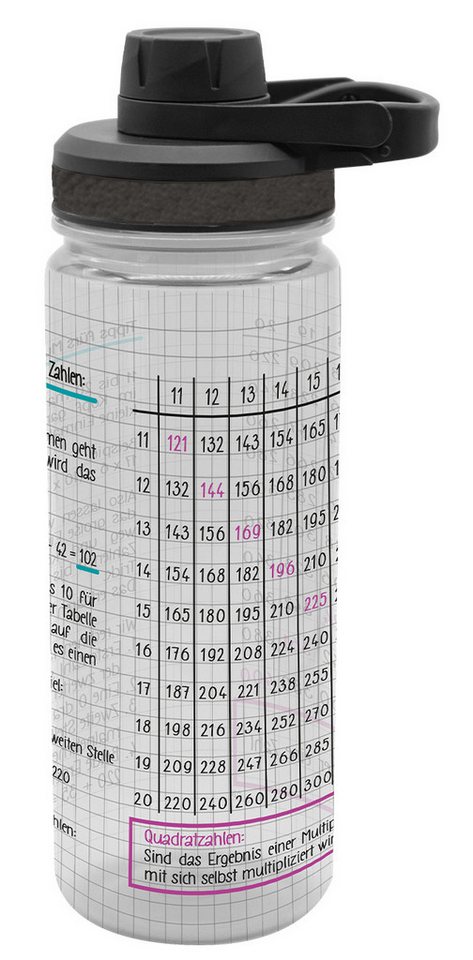 Geda Labels GmbH Trinkflasche Großes 1x1, schwarz, 700ml, nicht spülmaschinengeeignet von Geda Labels GmbH