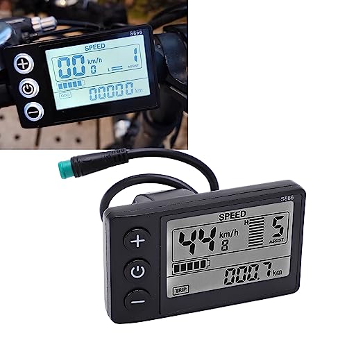 Gedourain LCD Display Meter für elektrische Fahrräder, große Anzeige Fahrrad Meter, 22,2mm/0,9 Zoll wasserdicht Lenker Stecker von Gedourain