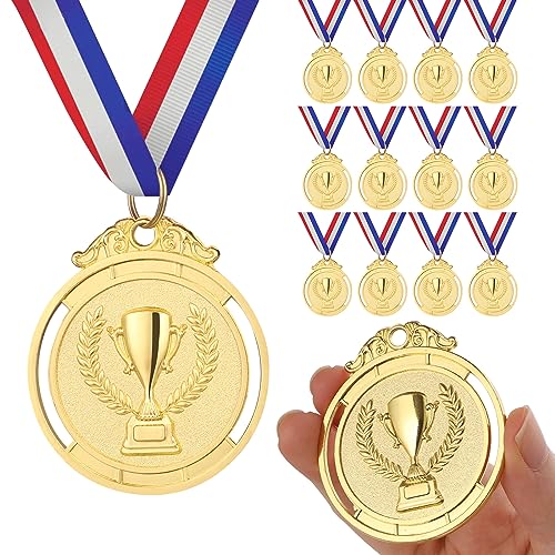 GeeRic Goldmedaille für Kinder, 100 Stück Gewinner Goldmedaillen für Schule Kinder Sieger Medallien Super Medallien Podium Kindergeburtstag Kinder lieben Diese Gold Medallien von GeeRic
