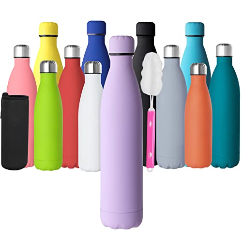 GeeRic Trinkflasche 1L Edelstahl Edelstahl Trinkflasche Doppelwandige Edelstahl Trinkflasche 1000ml Auslaufsicher BPA-frei rostfrei Isolierflasche und Hält kalte Mit Tassenbürste, Tassenschutz von GeeRic