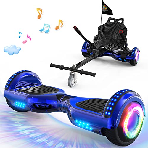 GeekMe 6.5" Hoverboards mit Sitz,Hoverboards und Kart für Kinder,Hoverboards mit Bluetooth-Lautsprecher,Schöne LED-Leuchten,Geschenk für Kinder von GeekMe