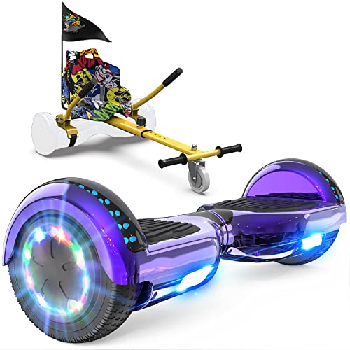 GeekMe Hoverboards mit Sitz, Hoverboards Hoverkart, Hoverboards Go-Kart mit Bluetooth-Lautsprecher LED-Leuchten, Geschenk für Kinder Jugendliche Erwachsen von GeekMe