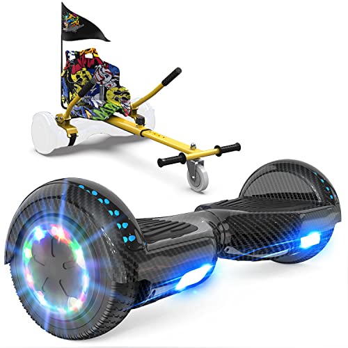 GeekMe Hoverboards mit Sitz, Hoverboards Hoverkart,Hoverboards Go-Kart mit Bluetooth-Lautsprecher LED-Leuchten, Geschenk für Kinder Jugendliche Erwachsen von GeekMe