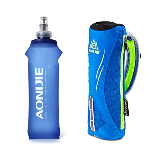 Geila Handheld Trinkflasche zum Laufen, 17 oz Handheld Trinkflasche mit Trageriemen, BPA Sport Soft Flasche (blau) von Geila