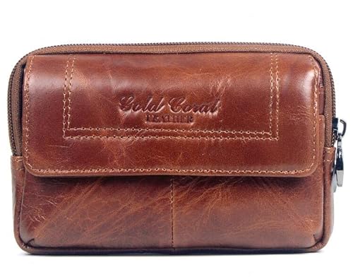 Genda 2Archer Brieftasche für Männer Leder Reißverschluss Geldbörse Tragbare Gürteltasche Hüfttasche Outdoor Tasche von Genda 2Archer