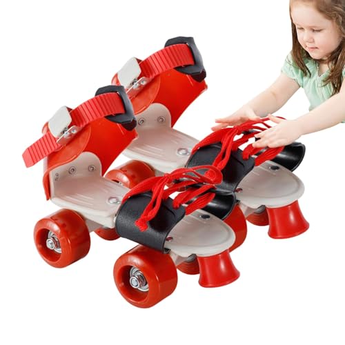 1 Paar Quad-Rollschuhe – Quad-Rollschuhe, Retro-Quad-Skate | Quad-Rollschuhe für Kinder, verstellbare Geschwindigkeit, Ruderschuhe, Rollschuhe, Rollschuhe für Anfänger, Mädchen, Teenager, Kind von Generic