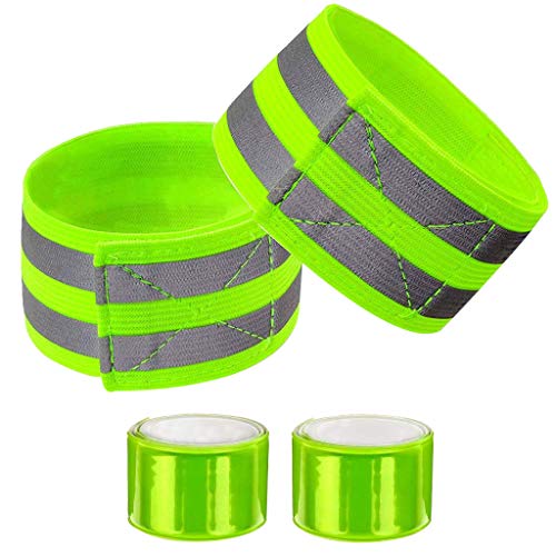 4er Set Reflektor Armband wojonifuiliy01, Reflektierende Armbänder + Reflektorbänder Sprengringe, für Outdoor Jogging, Laufen, Reflektierendes Sicherheitsarmband für Kinder & (Yellow, One Size) von Generic