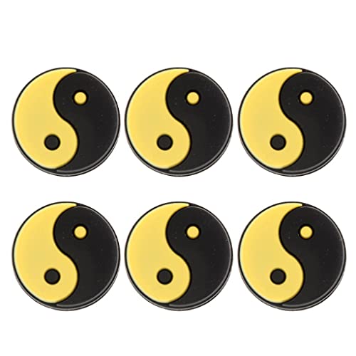 6 Stücke Silikon Yin und Yang Tennisschläger Vibration Dämpfer Stoßdämpfer - Schwarz Gelb von Generic