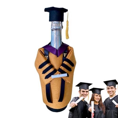 Abschluss-Weinmantel, Bachelor-Hutkleid, Weinflaschenhülle | Abschlusskleid und Hut Weinflaschendekorationen - Abschlusskleid und Hut, Champagner-Weinflaschenhülle mit Quaste und Diplom für von Generic