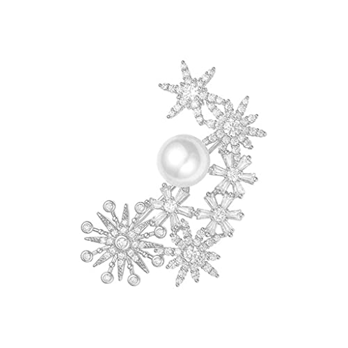 Achtzackiger Stern Kristall Diamant Imitation Perle Brosche Kleid Mantel Mantel Corsage Pin Zubehör von Generic