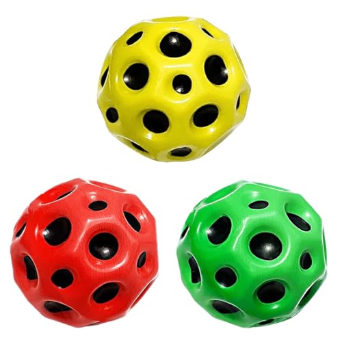 Astro Jump Ball, Space Balls, Mondball Lavaball, Sprünge Gummiball Space Ball, Mini Bouncing Ball Toy Loch-Ball für Kinder Party Gift, Knallendes Geräusch Machen-3pcs von Generic