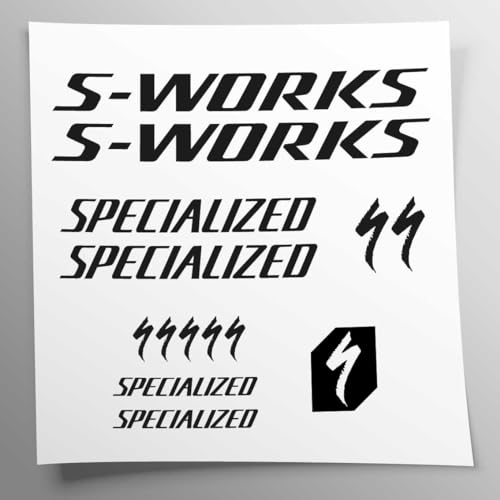 Generic Aufkleber-Set kompatibel S-Works Schwarz | Schriftzug Loghi MTB Mountainbike | Fahrrad-Abziehbilder von Generic