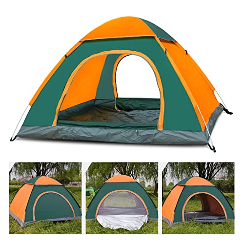 Automatisches Pop-Up-Campingzelt, 3–4 Personen, tragbares Pop-Up-Campingzelt, Campingzelte, wasserdichte und UV-Zelte, für Strand, Wandern, Festival, Outdoor (grün-orange) von Generic