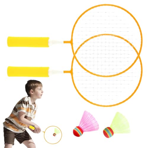 Badmintonschläger,Kinder-Badmintonschläger - Schlägersport-Set mit 2 Nylon-Federbällen, Rutschfester Kinder-Badmintonschläger,Kinder-Tennisschläger, Schläger-Sportspielzeug, Übungstraining im Freien von Generic