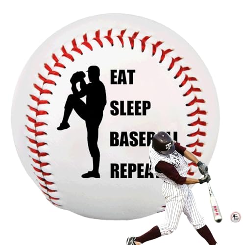 Baseballball, Gedenkbaseball | Eat Sleep Baseball Wiederholen Sie gut genähte Übungsbaseball | Offizielle Trainingsbälle in professioneller Standardgröße für effektives Training, bequemer Griff für ve von Generic