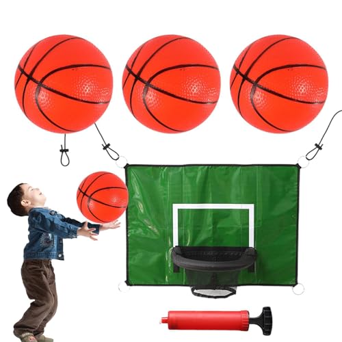 Basketballkorb für Trampoline,Trampolin-Basketballkorb | Trampolin-Zubehör Basketballkorb mit 3 Bällen | Wasserdichter Basketballaufsatz für Kinder, Erwachsene und Basketballliebhaber von Generic