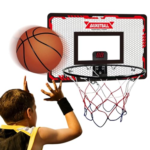 Basketballkorb über der Tür - Automatischer Mini-Basketballkorb für Kinder,Lr das Schlafzimmer, Sportspiel-Geschenk für Teenager, Jungen, Mädchen und Erwachsene von Generic