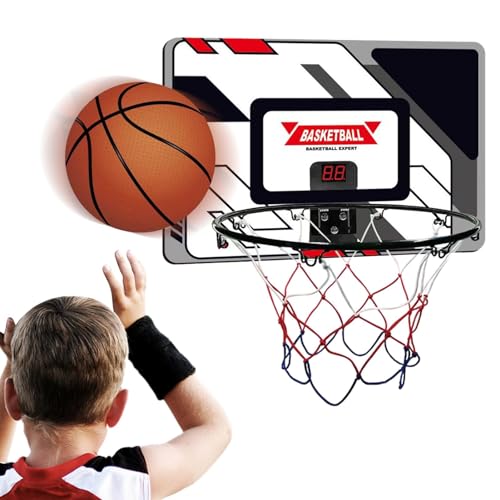 Basketballkorb über der Tür - Automatischer Mini-Basketballkorb für Kinder,Lr das Schlafzimmer, Sportspiel-Geschenk für Teenager, Jungen, Mädchen und Erwachsene von Generic