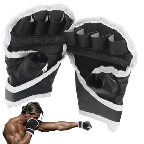 Box-Trainingshandschuhe, stoßdämpfende PU-Leder-Boxhandschuhe – modisches Trainingszubehör, schwarze Boxhandschuhe für Muay Thai, Karate von Generic
