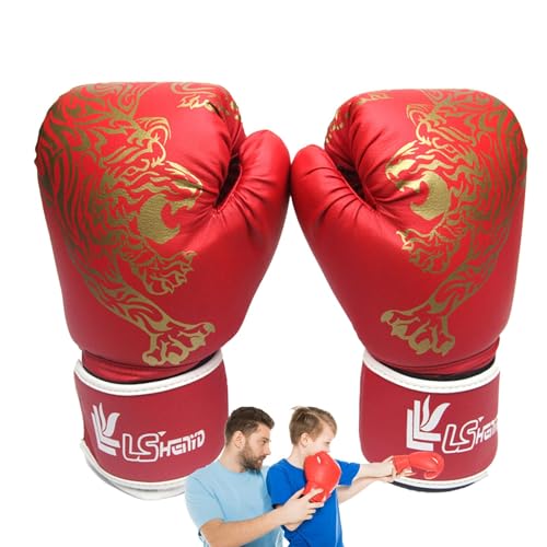 Boxhandschuhe – Boxhandschuh für Erwachsene, Kampfhandschuhe für Kinder | Pu-Leder-Stanzhandschuhe, Tiger-Bedruckte Sparring-Handschuhe mit Verstellbarer Handschlaufe, Kampf-Match-Trainingshandschuhe von Generic