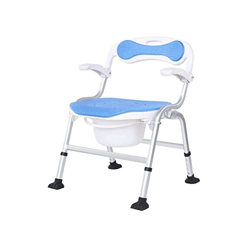 CPYGMXI Klappende leichte Commode -Komfort Portbediere Commode Duschstuhl mit Eimer, Höhenanpassung Klappbarer Toilettensitzstuhl, Sessel für Erwachsene Handicap Commode Toilettenstuhl Sitzsitz von Generic