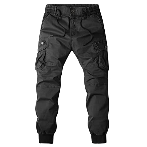 Cargohose Herren lang Mit Taschen, Hose Herren Cargo Stretch Enfarbig Regular Fit Sporthose Basic Classics Freizeithose Bequem Trousers Elegant Motorradhose Für Den Täglichen Alltag von Generic