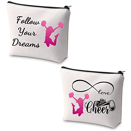 Cheer Make-up-Tasche für Mädchen, Cheerleading, Geschenk, Follow Your Dreams, Cheerleading, Kosmetiktasche, Cheer-Team, Geschenk, Cheerleader, Trainer, Dankeschön, Geschenk, beige, Kulturbeutel von Generic