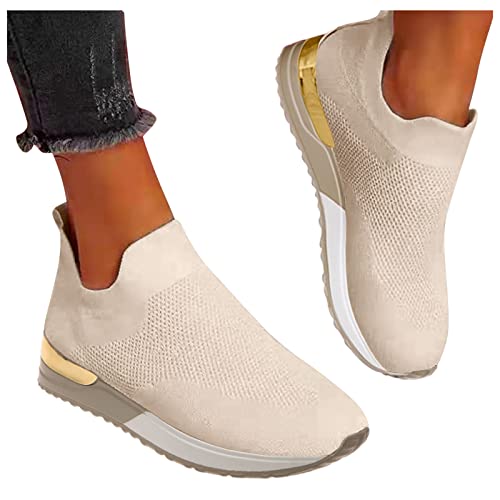 Damen Bequem Slip On Sneakers Mesh Leichte Atmungsaktiv Freizeitschuhe Outdoor Gestrickte Loafers Gehen Flache Schuhe von Generic