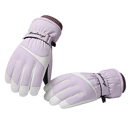 Damen Handschuhe Skihandschuhe Winter Warme Fahrradhandschuhe Wasserdicht Winterhandschuhe Thermo Sporthandschuhe Atmungsaktive Outdoor Schneehandschuhe Lila Lila von Generic