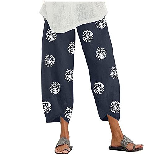 Damen Hosen Lang Bedrucken Pumphose Haremshose Sommerhose Yogahose Baggy Harem Pluderhose mit Elastischen Bund Weite Bein Hosen Freizeithose von Generic